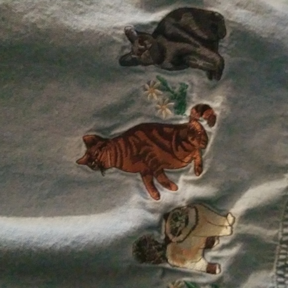 3 XL WOMENS TOPS/ PULLOVER/KITTY BLUEJEAN BLOUSE / PRETTY FLOWERED BLOUSE - Picture 7 of 10